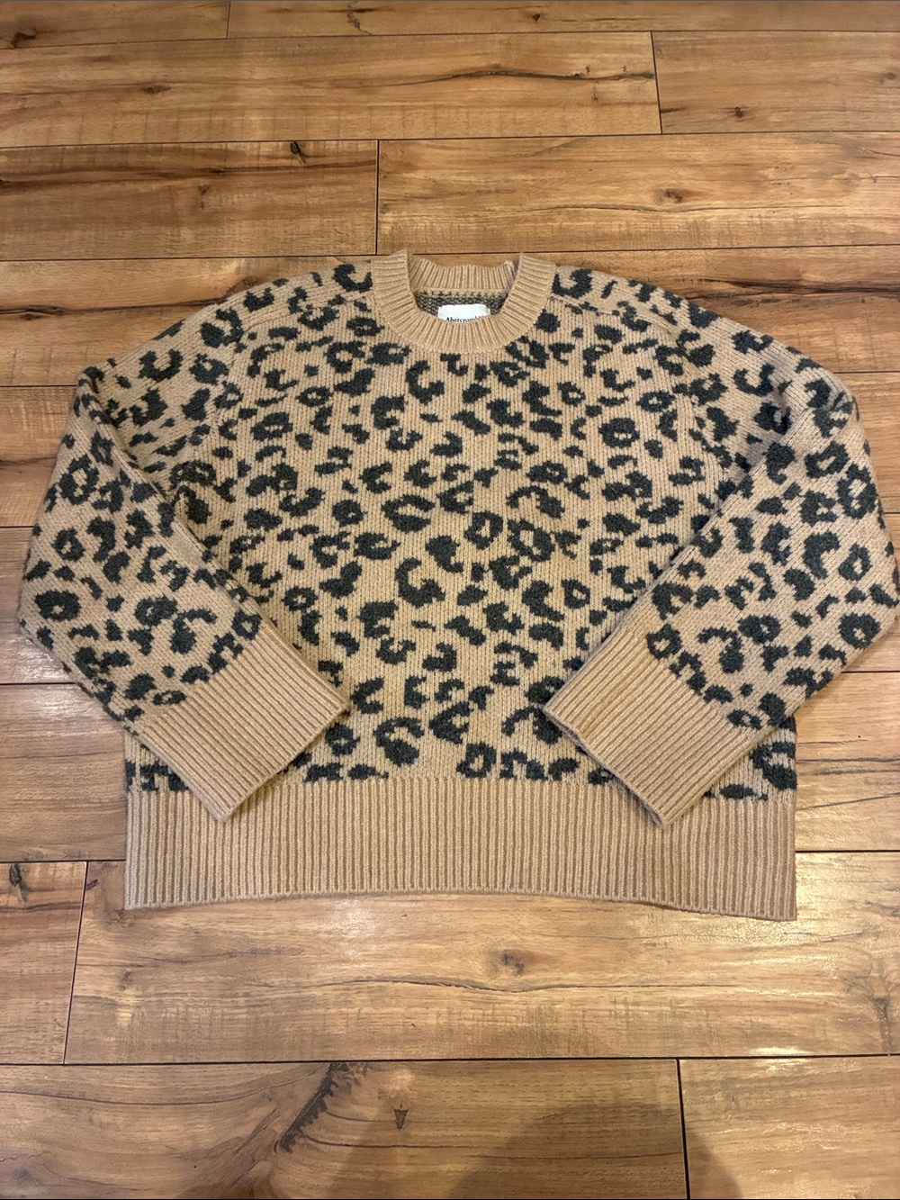 Abercrombie & Fitch Tan Leopard-Print Crewneck Sweater